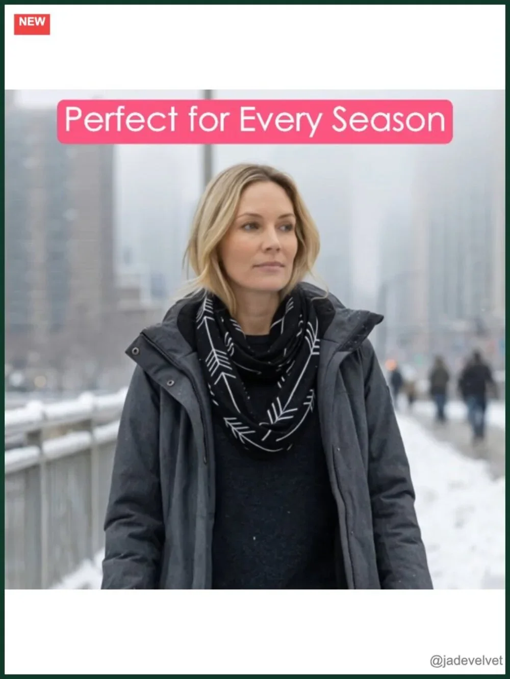 Infinity Scarf with Hidden Zipper Pocket - Lightweight Travel Scarf Polyester